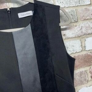Calvin Klein Suede & Leather striped cocktail dress